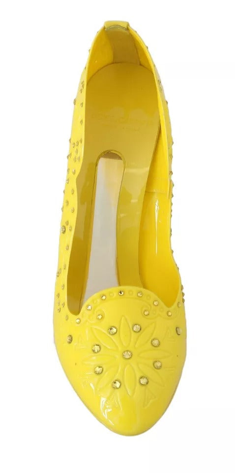 Women’s Dolce &amp; Gabbana Yellow Crystal Heels Cinderella Shoes