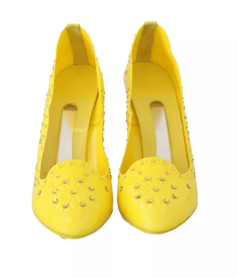 Women’s Dolce &amp; Gabbana Yellow Crystal Heels Cinderella Shoes