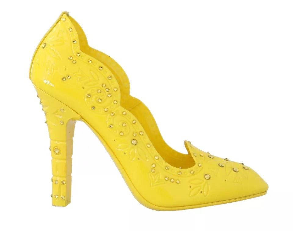 Women’s Dolce &amp; Gabbana Yellow Crystal Heels Cinderella Shoes