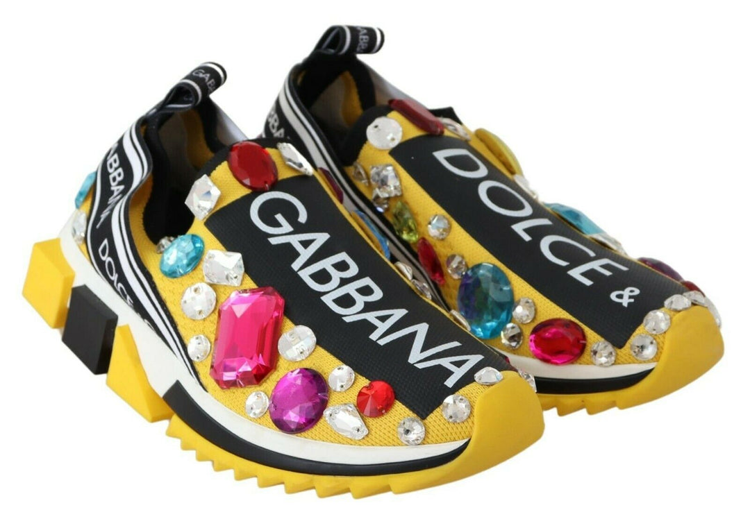 Baskets Sorrento jaunes à ornements Dolce &amp;amp; Gabbana