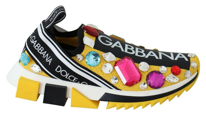 Baskets Sorrento jaunes à ornements Dolce &amp;amp; Gabbana