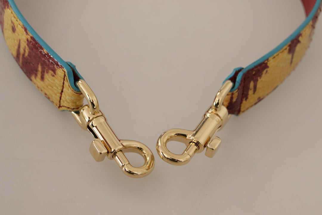 Women’s Dolce &amp; Gabbana Yellow Red Leather Gold Tone Shoulder Strap