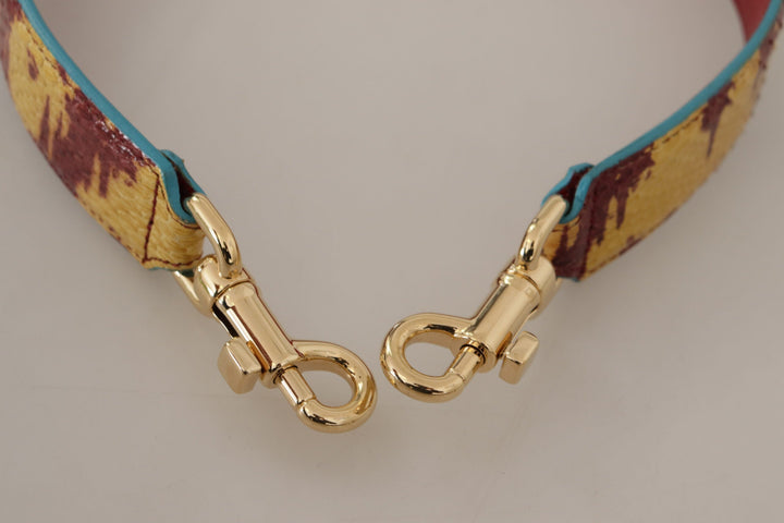 Women’s Dolce &amp; Gabbana Yellow Red Leather Gold Tone Shoulder Strap