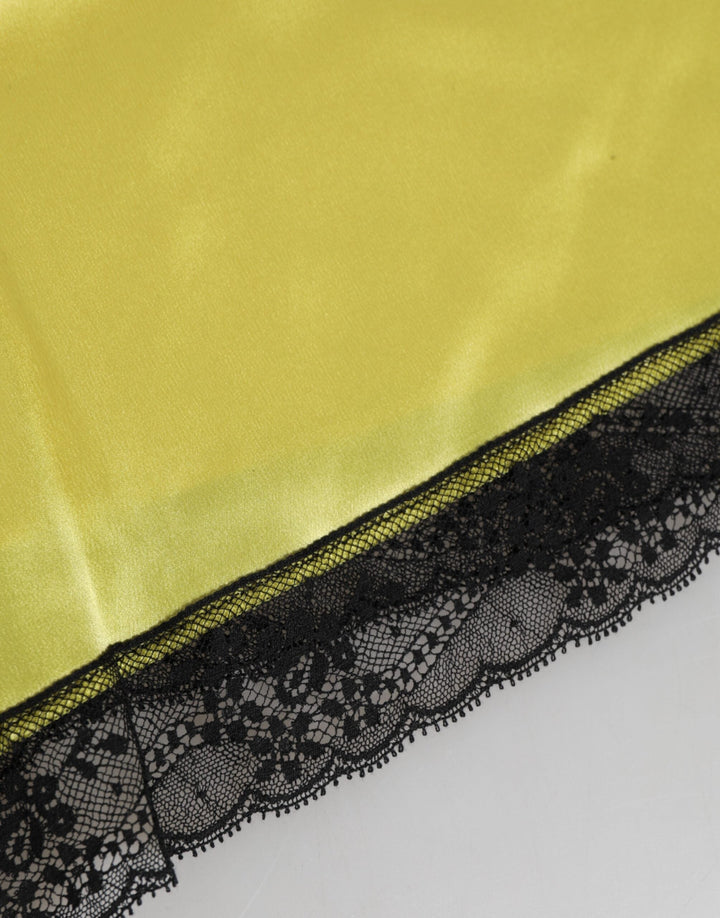 Women’s Dolce &amp; Gabbana Yellow Satin Silk Mid Waist Underwear Shorts