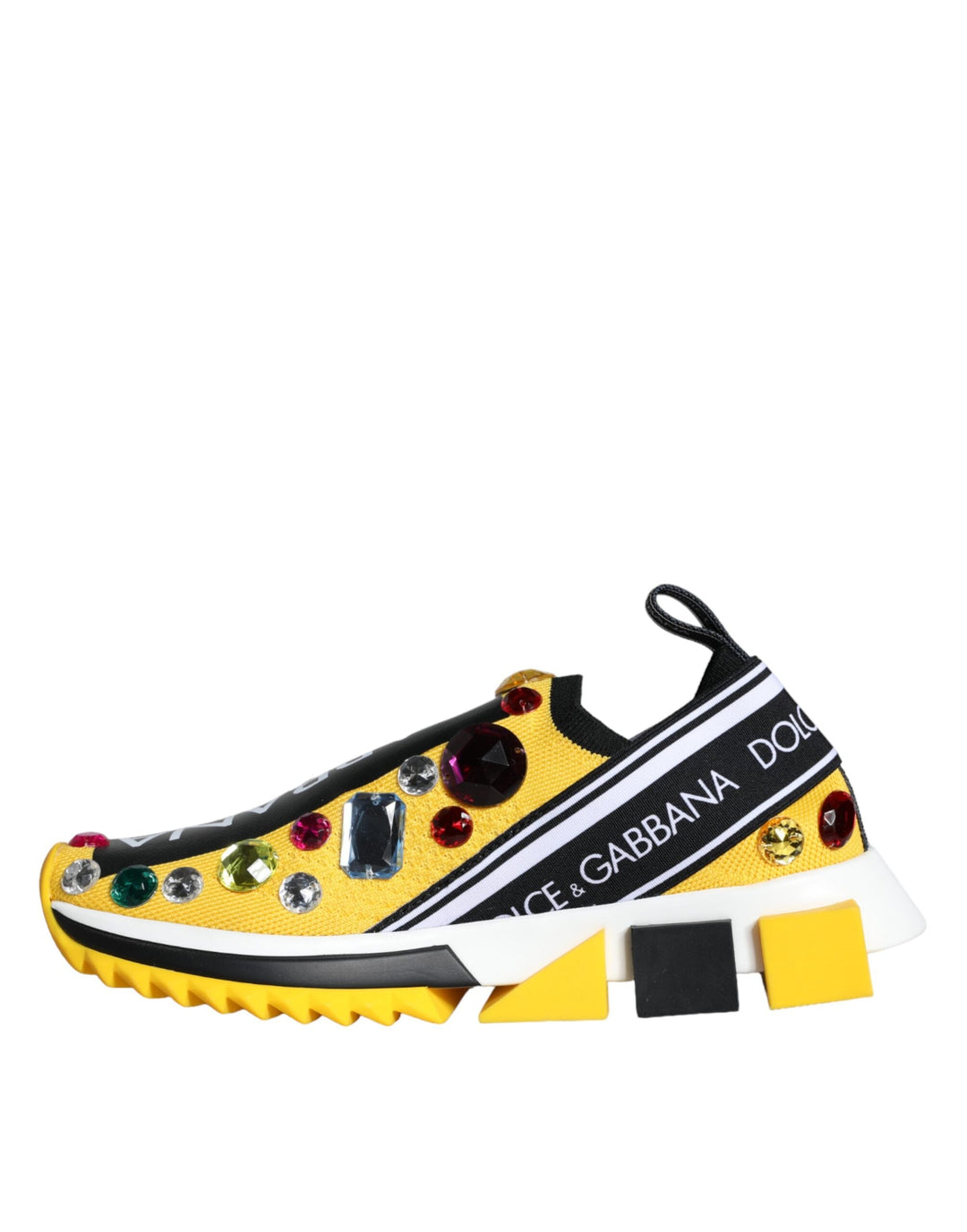 Dolce &amp; Gabbana Yellow Sorrento Crystals Sneakers Womens Shoes