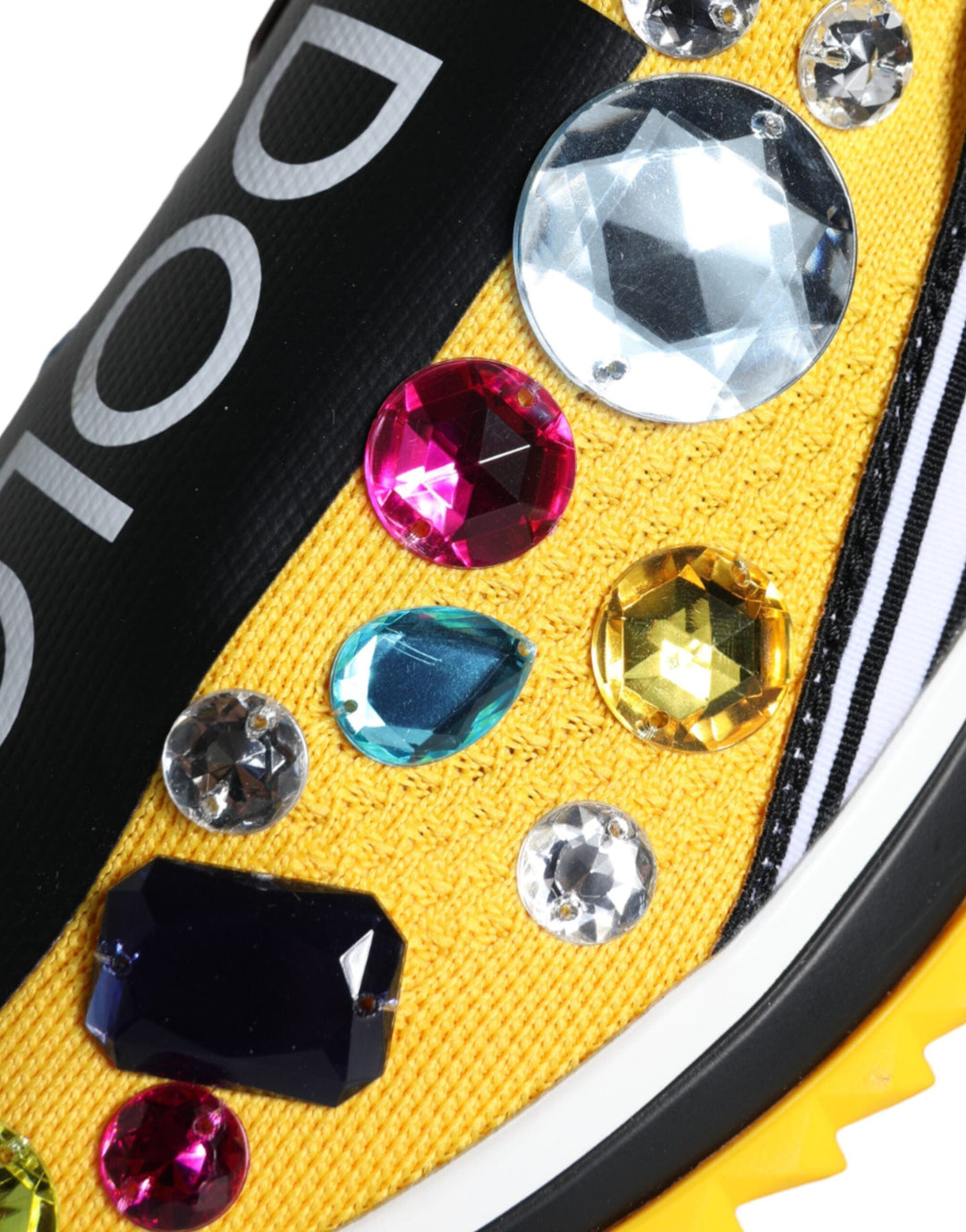Dolce &amp; Gabbana Yellow Sorrento Crystals Sneakers Womens Shoes