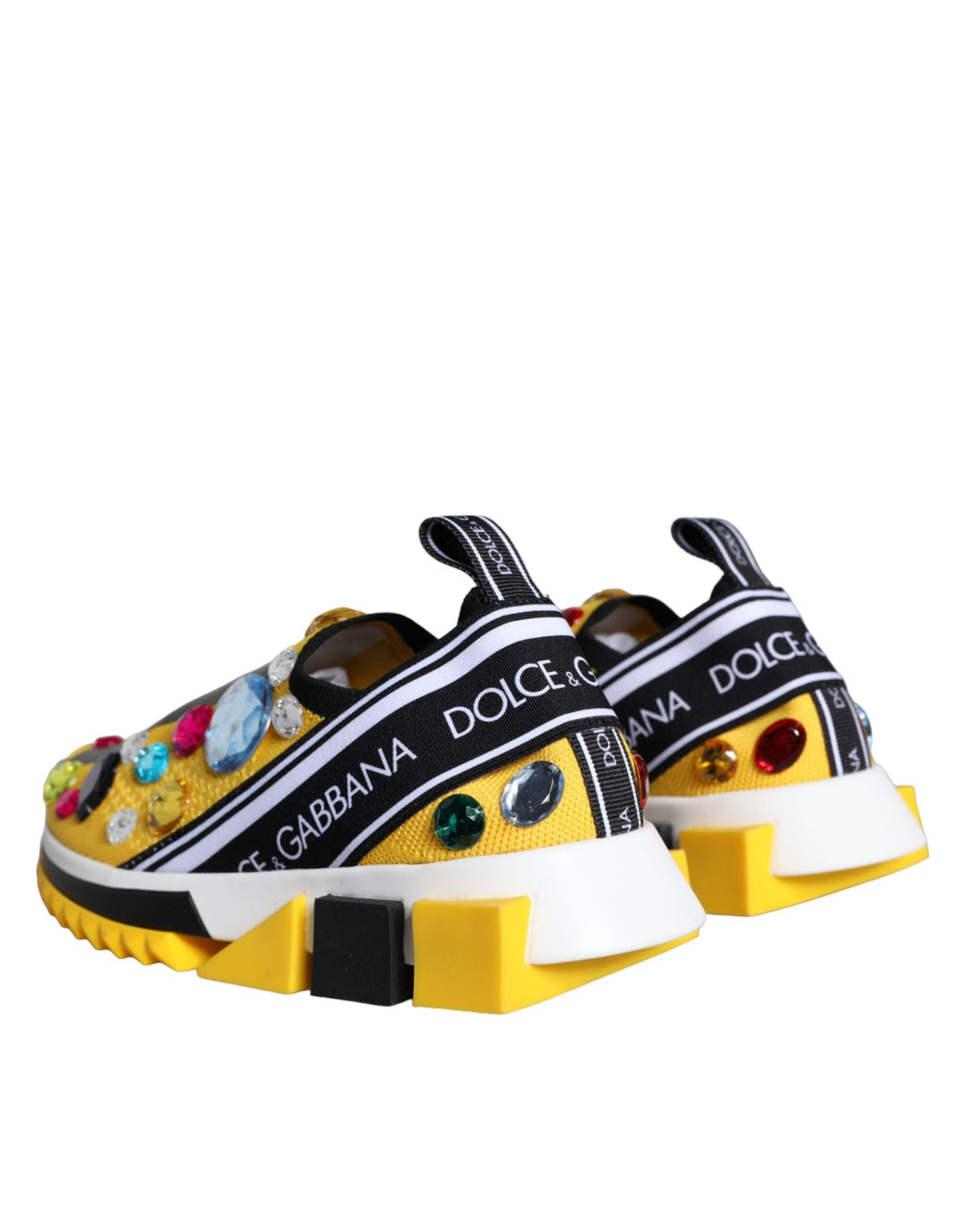Dolce &amp; Gabbana Yellow Sorrento Crystals Sneakers Womens Shoes