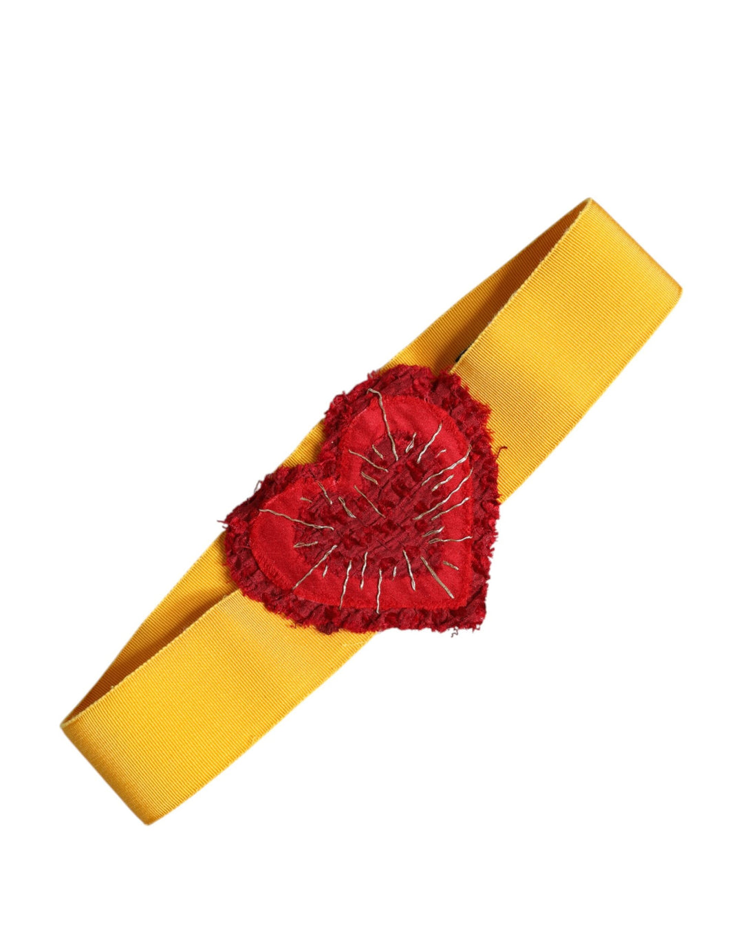 Women’s Dolce &amp; Gabbana Yellow Stretch Wide Waist Heart Embellished Belt