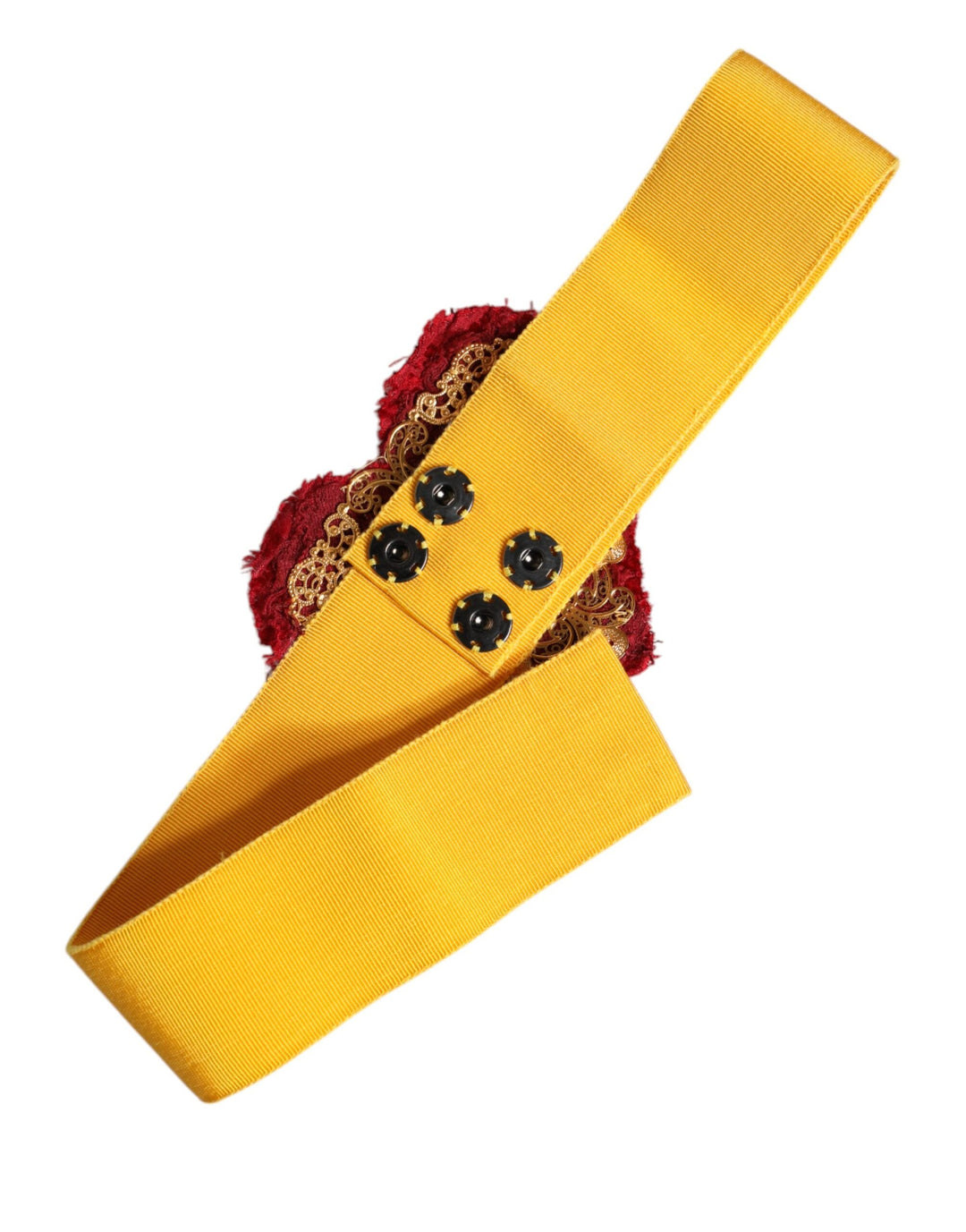Women’s Dolce &amp; Gabbana Yellow Stretch Wide Waist Heart Embellished Belt