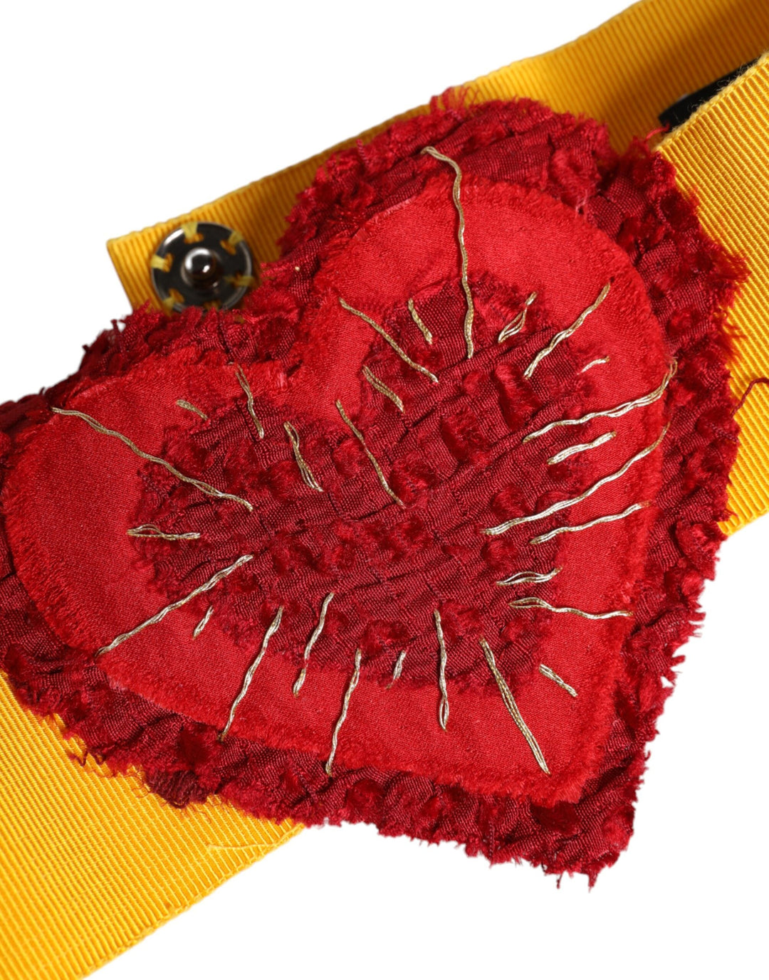 Women’s Dolce &amp; Gabbana Yellow Stretch Wide Waist Heart Embellished Belt