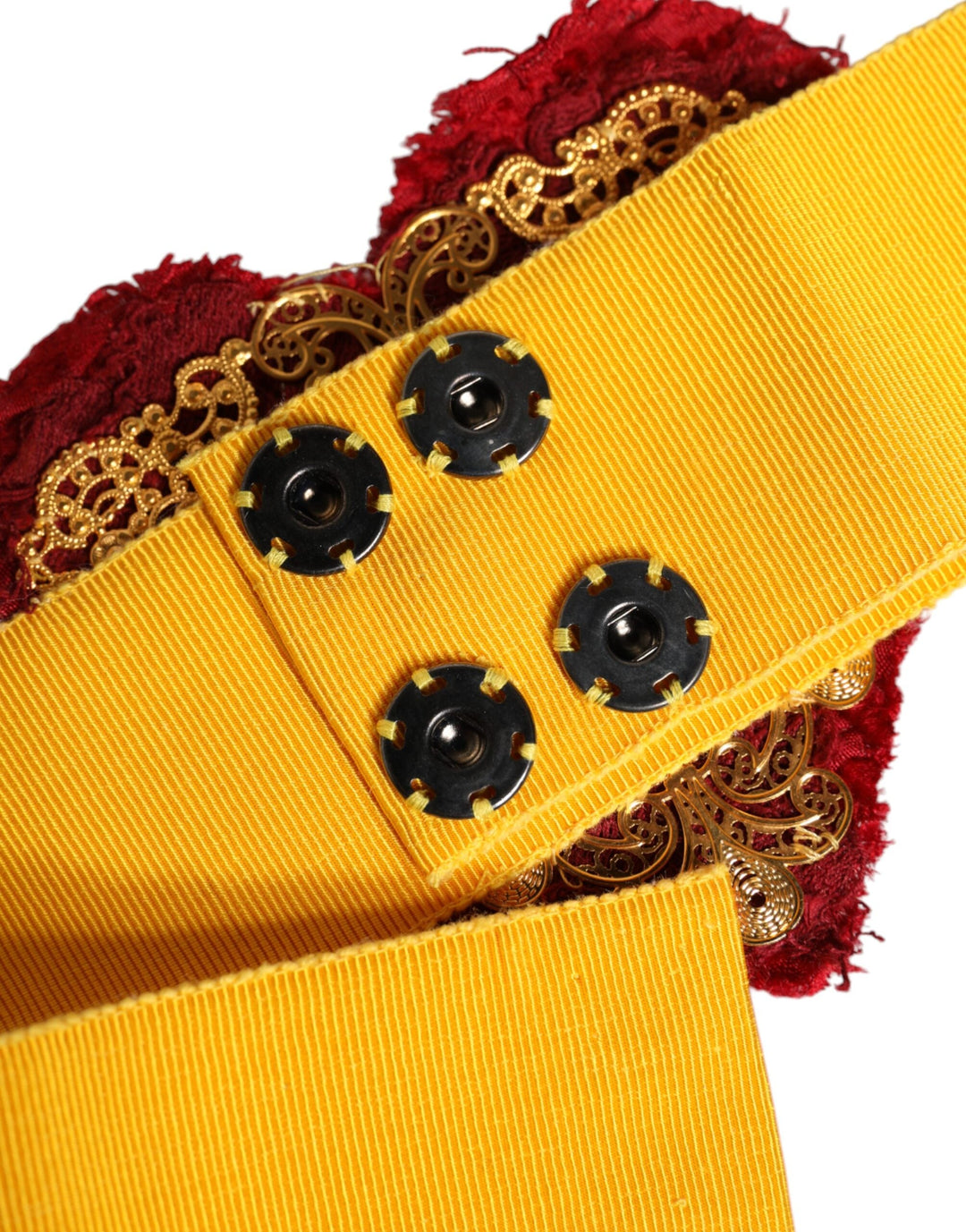 Women’s Dolce &amp; Gabbana Yellow Stretch Wide Waist Heart Embellished Belt