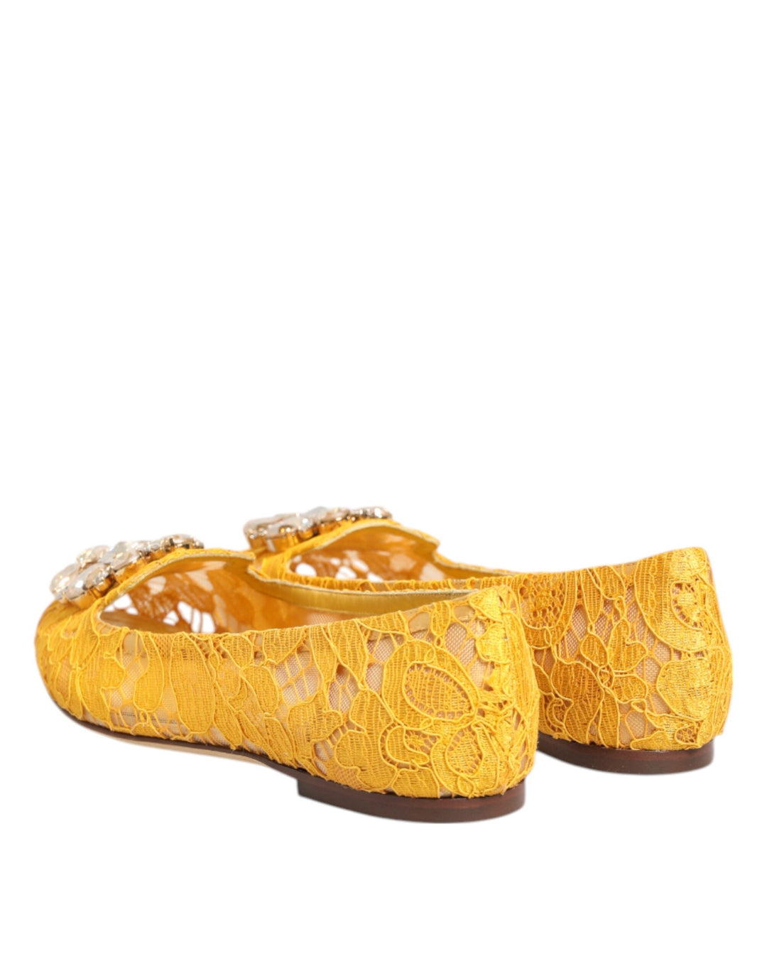 Women’s Dolce &amp; Gabbana Yellow Taormina Lace Crystals Flats Shoes