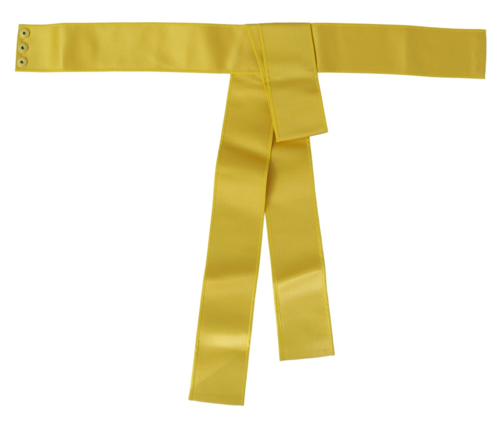 Women’s Dolce & Gabbana Yellow Wide Snap Button Closure Silk Belt