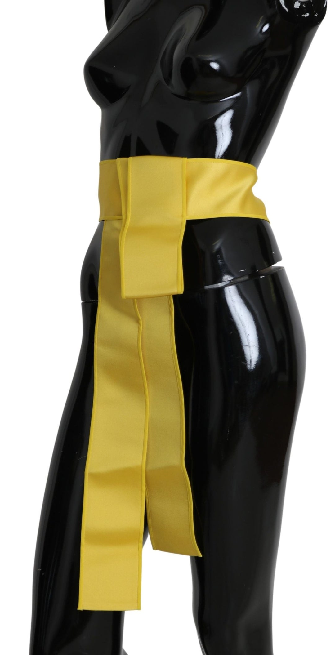 Women’s Dolce &amp; Gabbana Yellow Wide Snap Button Closure Silk Belt