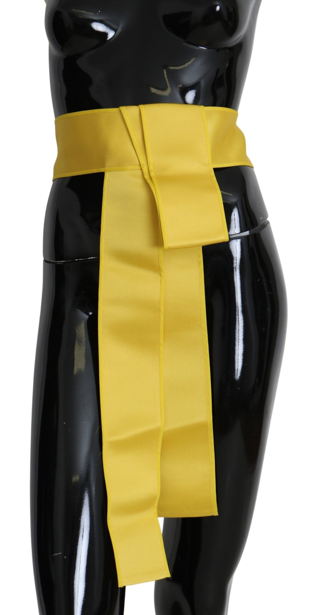 Women’s Dolce &amp; Gabbana Yellow Wide Snap Button Closure Silk Belt