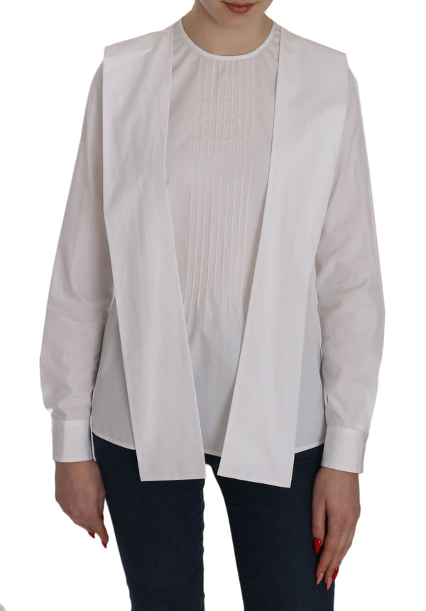 Women’s Dsquared² White Crew Neck Long Sleeve Cotton Blouse