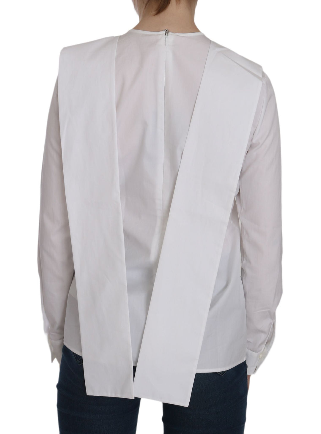 Women’s Dsquared² White Crew Neck Long Sleeve Cotton Blouse