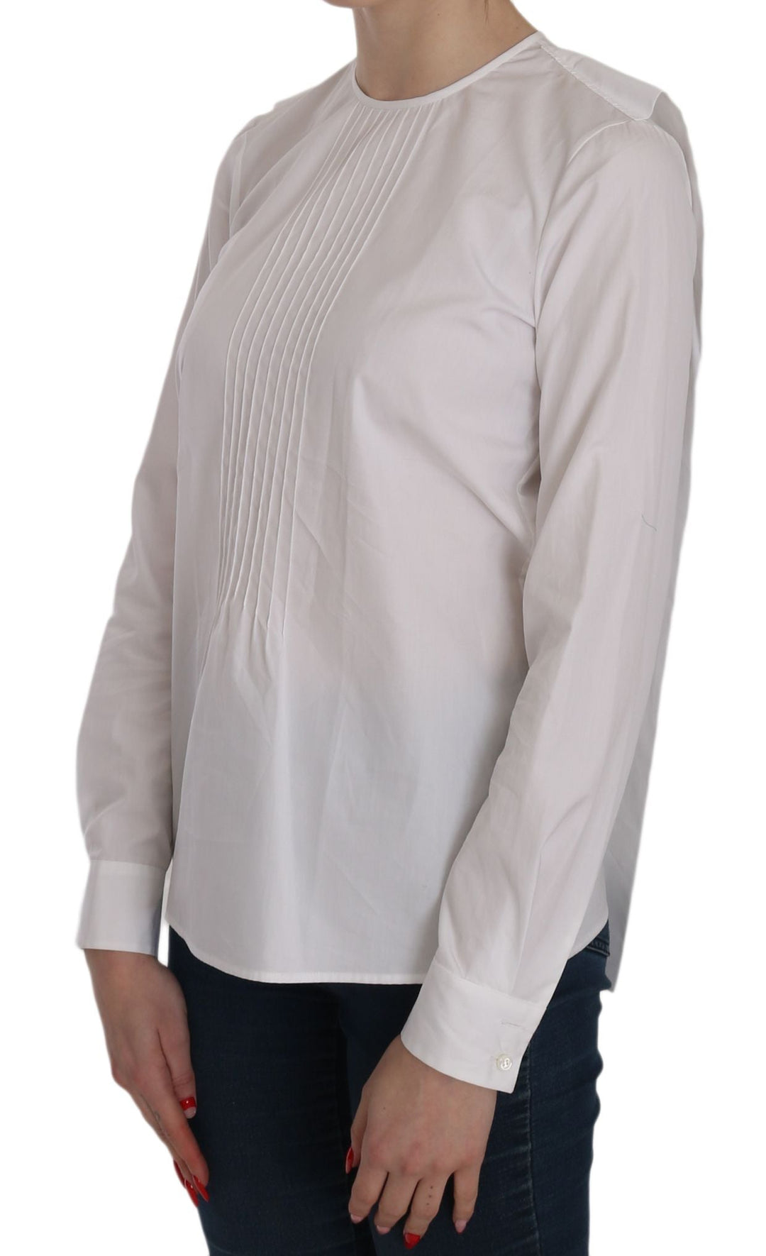 Women’s Dsquared² White Crew Neck Long Sleeve Cotton Blouse