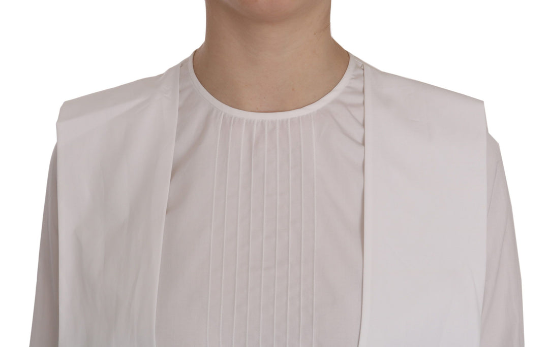 Women’s Dsquared² White Crew Neck Long Sleeve Cotton Blouse