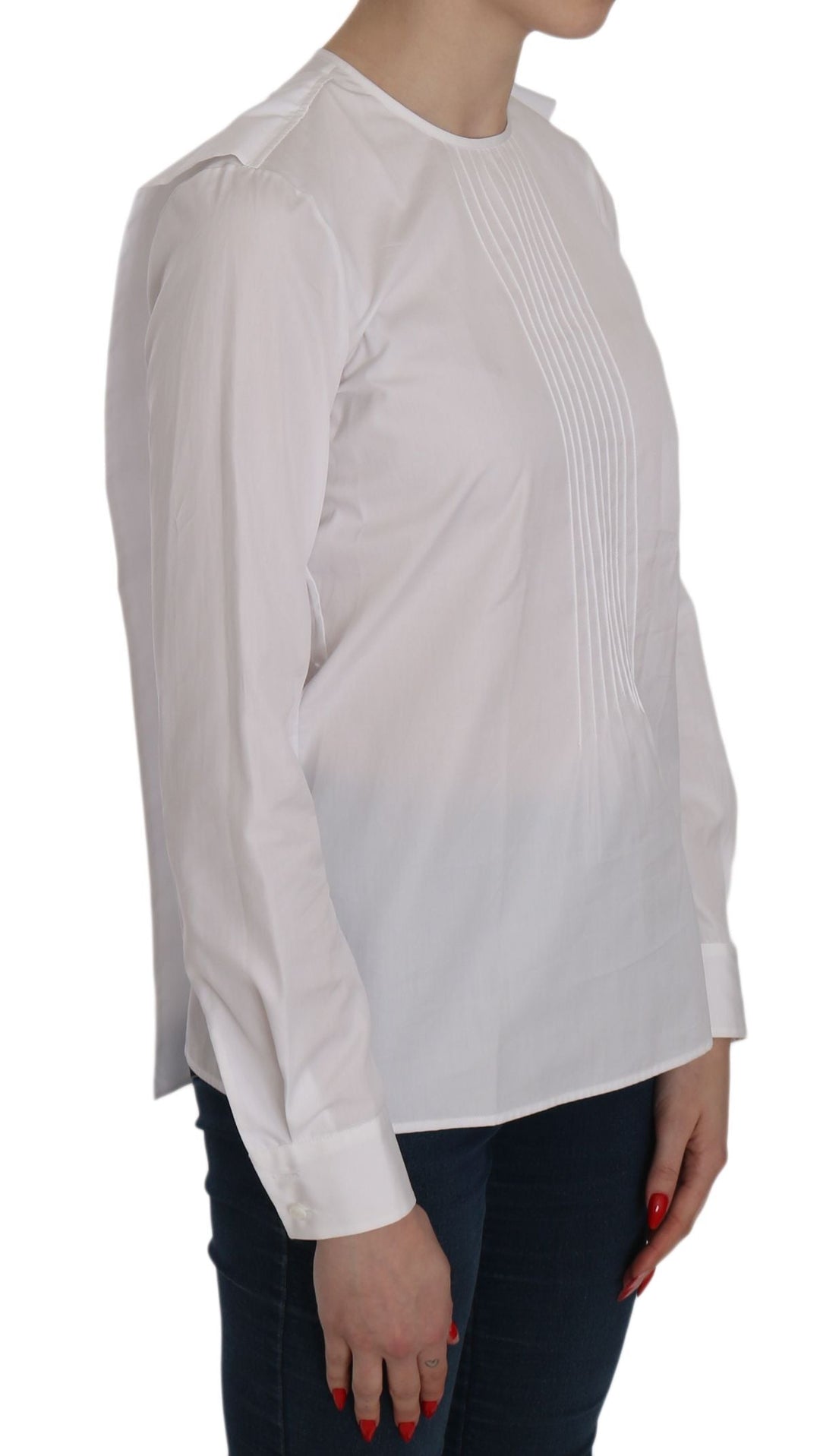 Women’s Dsquared² White Crew Neck Long Sleeve Cotton Blouse