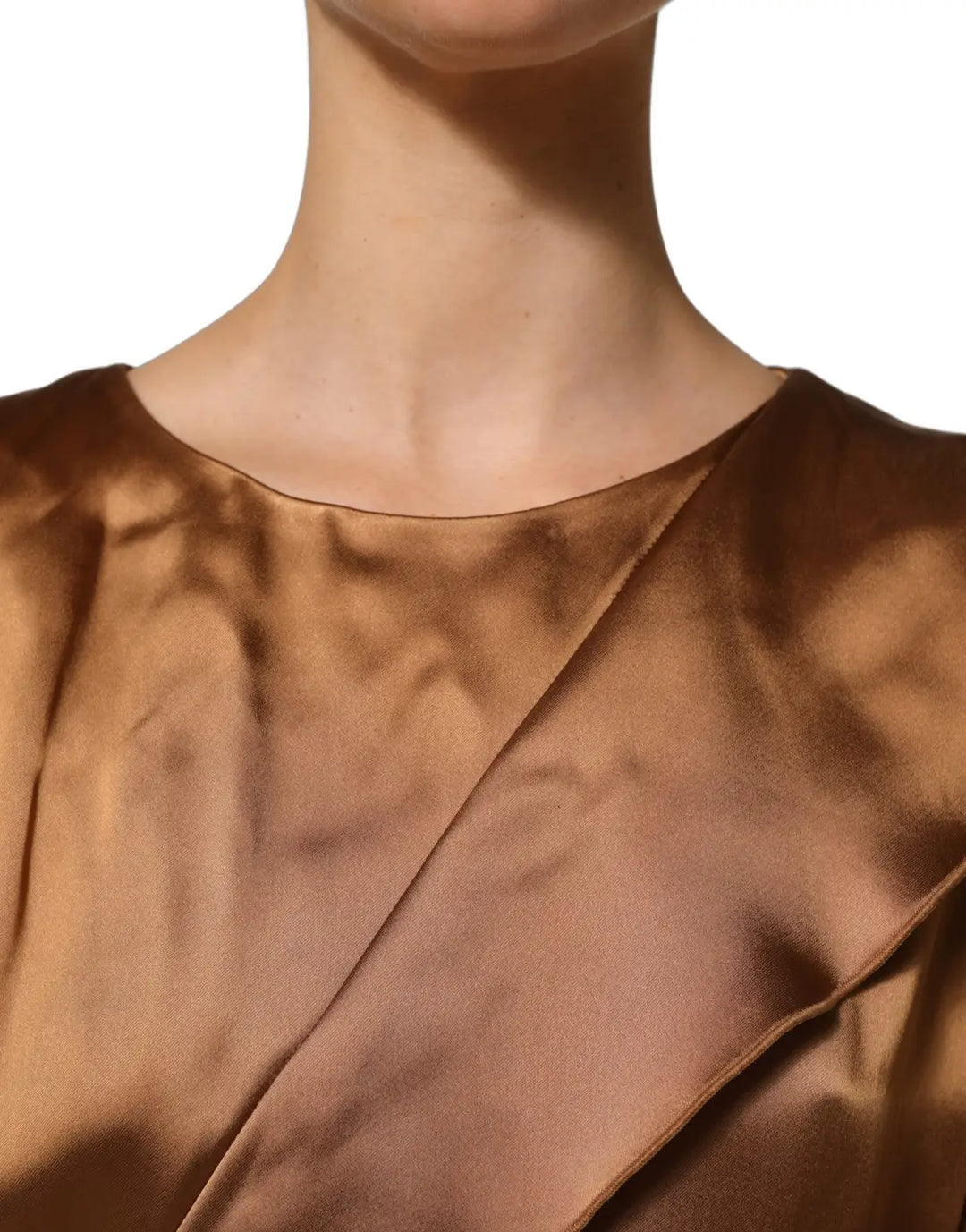 Women’s Emporio Armani Brown Satin Acetate Wrap Sheath Mini Belted Dress