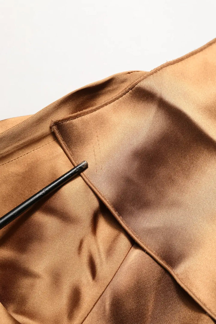 Women’s Emporio Armani Brown Satin Acetate Wrap Sheath Mini Belted Dress