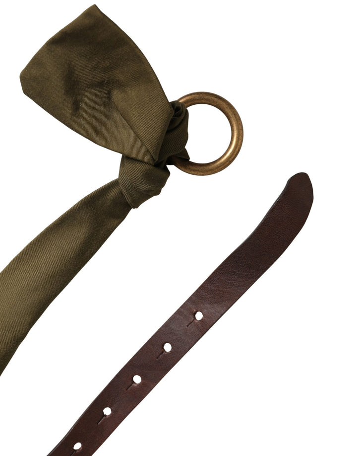 Women’s Ermanno Scervino Army Green Cotton Round Buckle Waist Belt