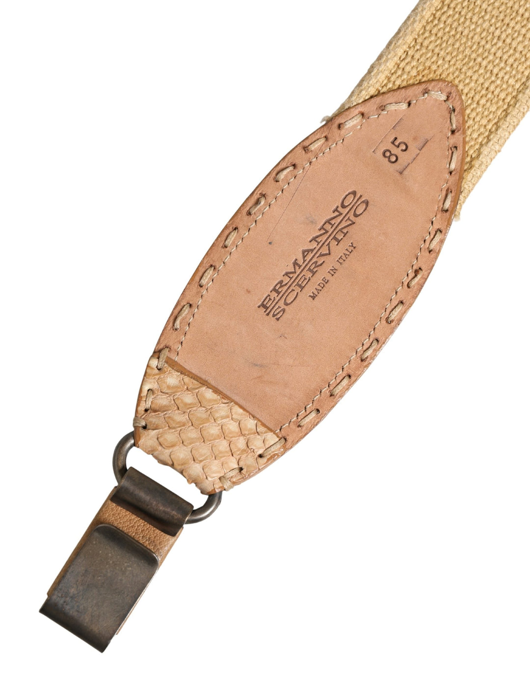 Women’s Ermanno Scervino Beige Canvas Embellished Metal Buckle Belt