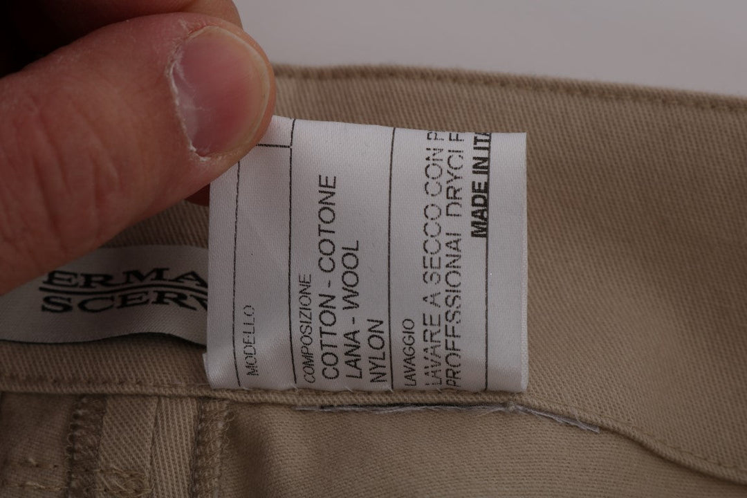 Women’s Ermanno Scervino Beige Cotton Wool Regular Fit Pants
