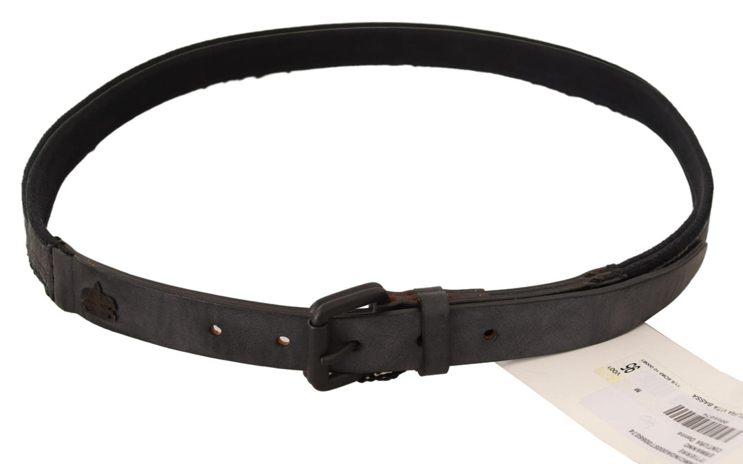 Women’s Ermanno Scervino Black Leather Logo Buckle Waist Women Belt
