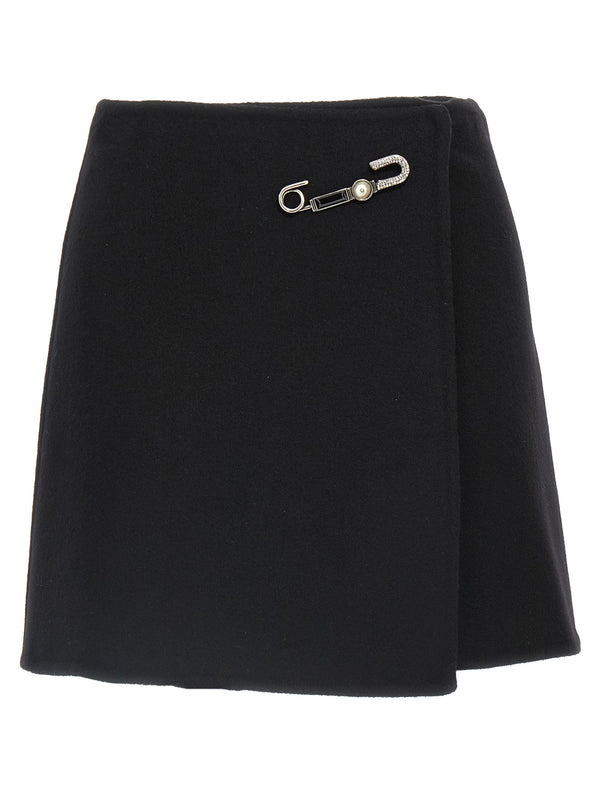 Women’s Ermanno Scervino Black Virgin Wool Long Skirt