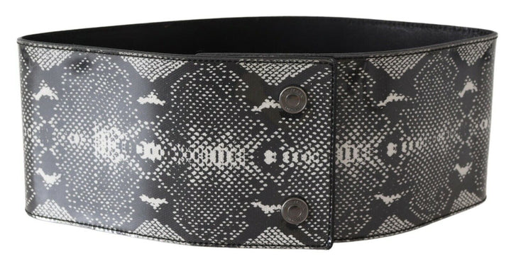 Women’s Ermanno Scervino Black Wide Leather Snakeskin Design Waist Belt