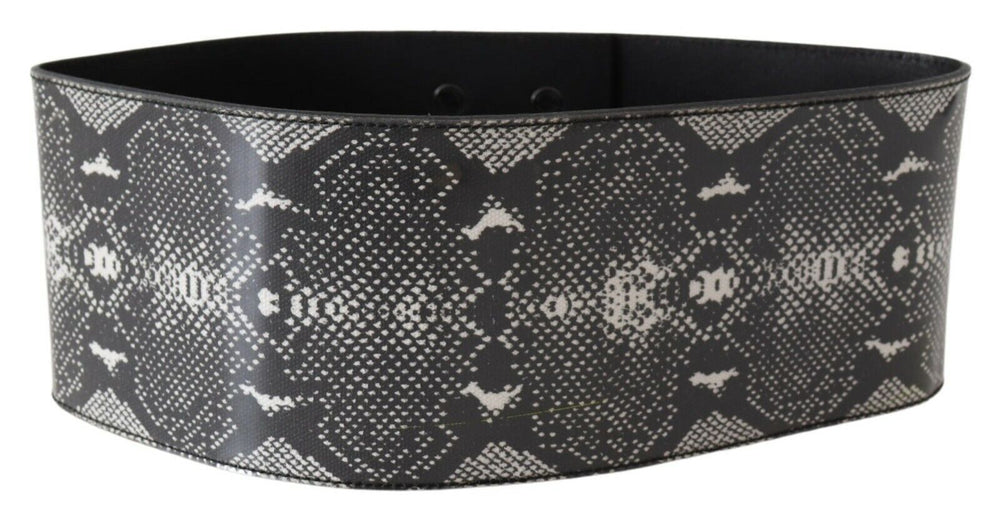 Women’s Ermanno Scervino Black Wide Leather Snakeskin Design Waist Belt