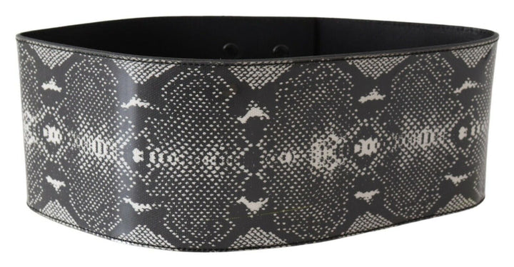 Women’s Ermanno Scervino Black Wide Leather Snakeskin Design Waist Belt
