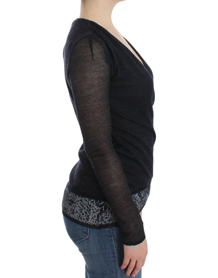 Women’s Ermanno Scervino Black Wool Blend Stretch Long Sleeve Sweater