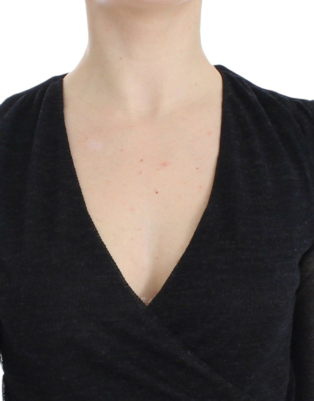 Women’s Ermanno Scervino Black Wool Blend Stretch Long Sleeve Sweater