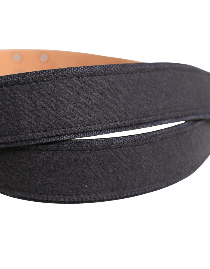 Women’s Ermanno Scervino Black Wool Cotton Logo Metal Buckle Belt