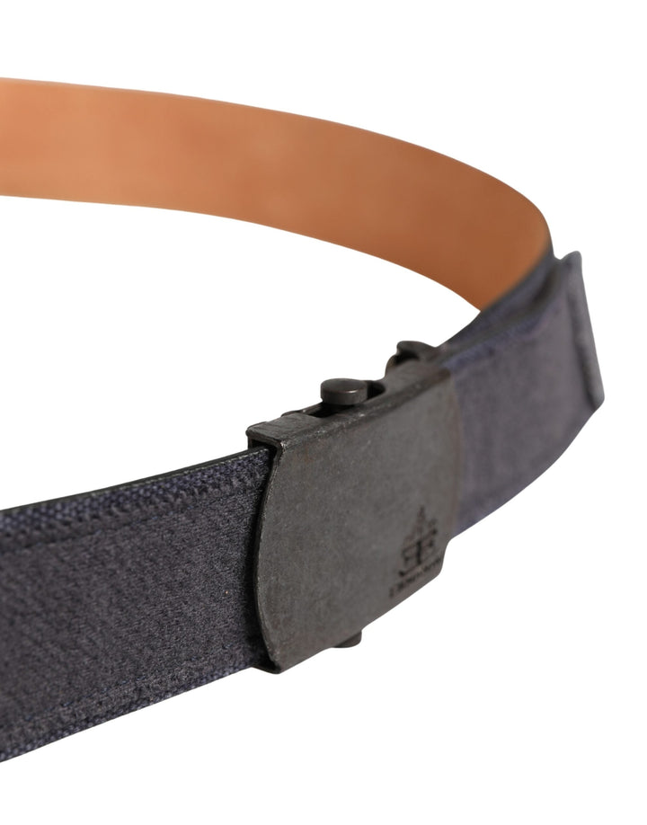 Women’s Ermanno Scervino Black Wool Cotton Logo Metal Buckle Belt