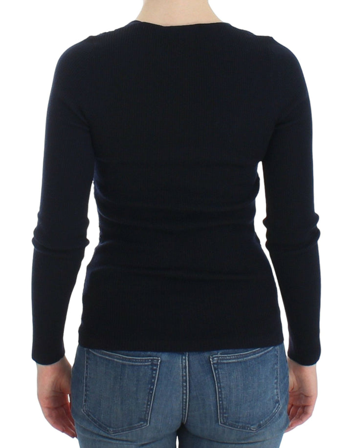 Women’s Ermanno Scervino Blue Knitted Wool Stretch Sweater Top