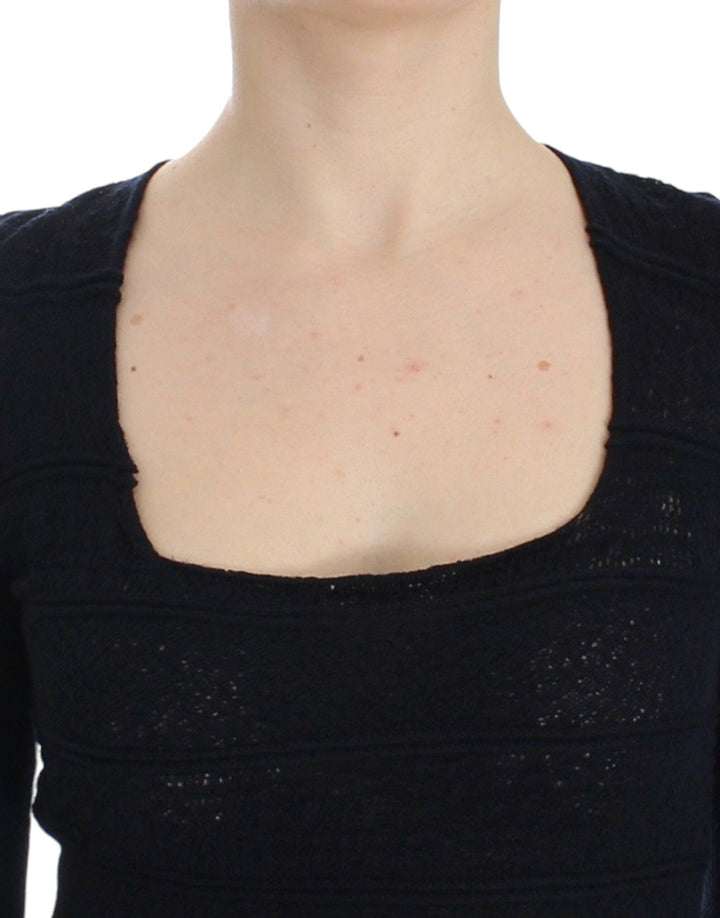 Women’s Ermanno Scervino Blue Knitted Wool Stretch Sweater Top