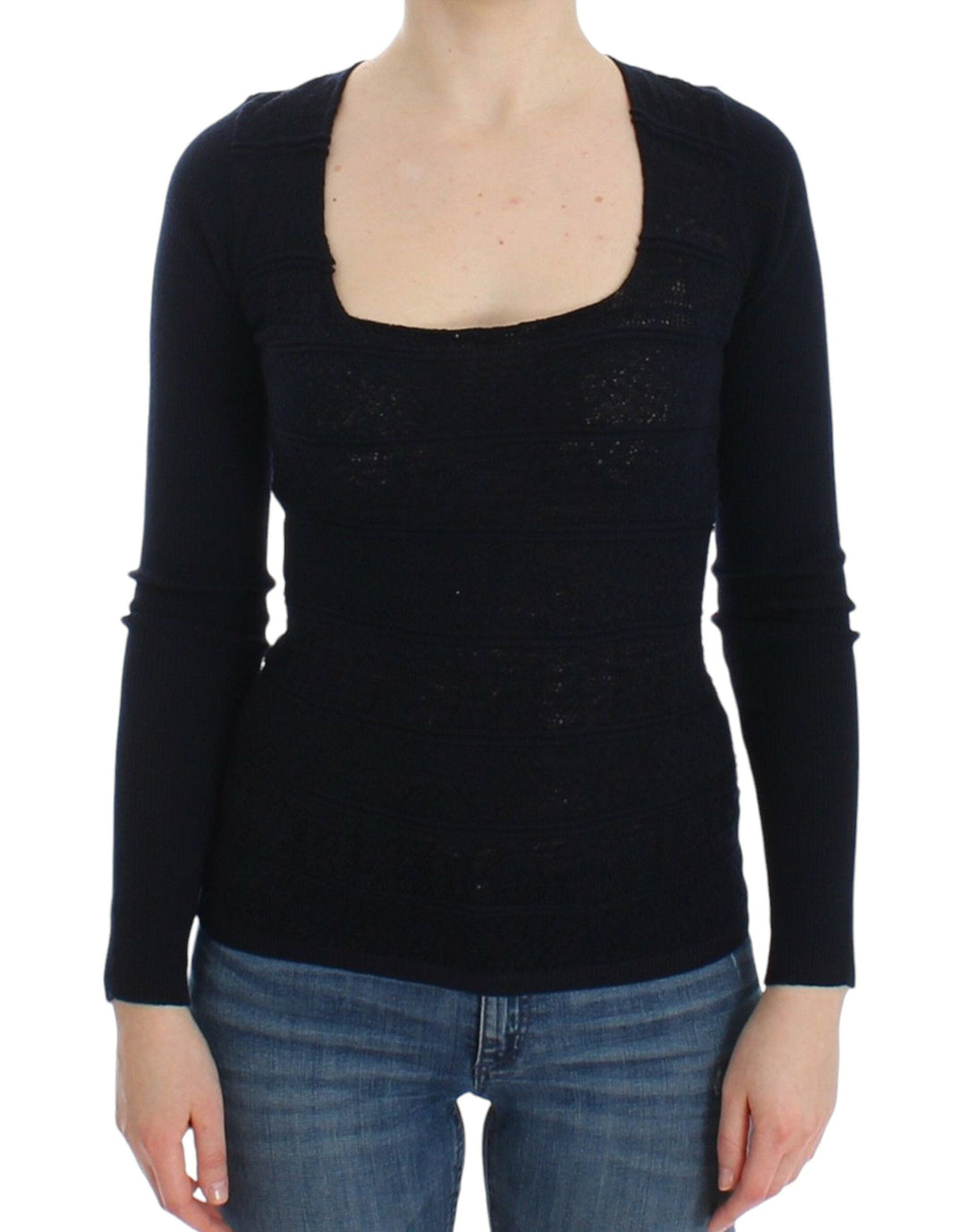 Women’s Ermanno Scervino Blue Knitted Wool Stretch Sweater Top