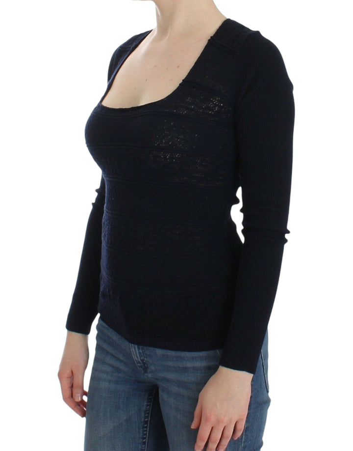 Women’s Ermanno Scervino Blue Knitted Wool Stretch Sweater Top