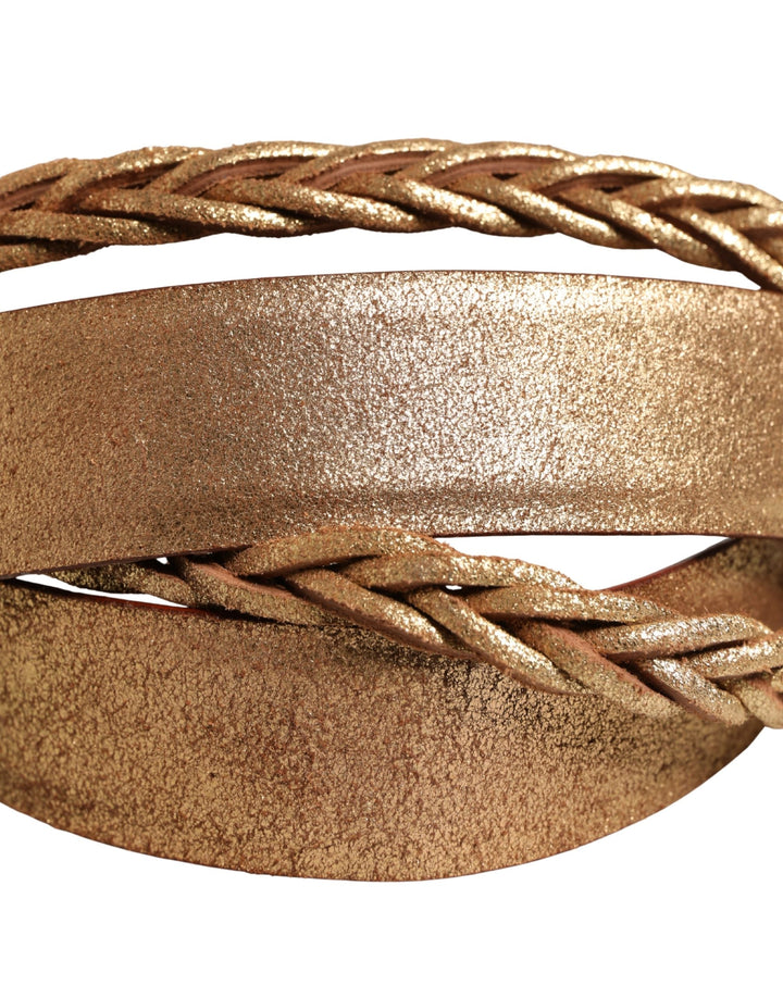Women’s Ermanno Scervino Brown Leather Braided Metal Buckle Belt