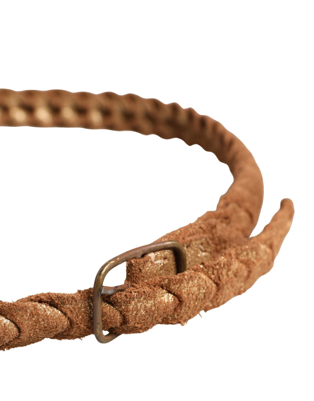 Women’s Ermanno Scervino Brown Leather Braided Metal Buckle Belt