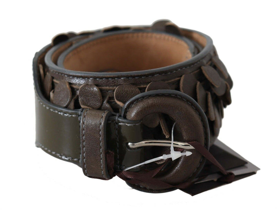 Women’s Ermanno Scervino Dark Brown Leather Round Buckle Waist Belt