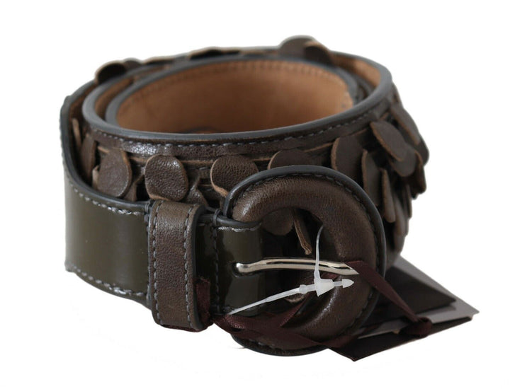 Women’s Ermanno Scervino Dark Brown Leather Round Buckle Waist Belt