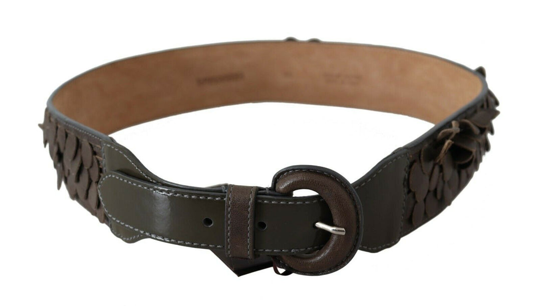 Women’s Ermanno Scervino Dark Brown Leather Round Buckle Waist Belt