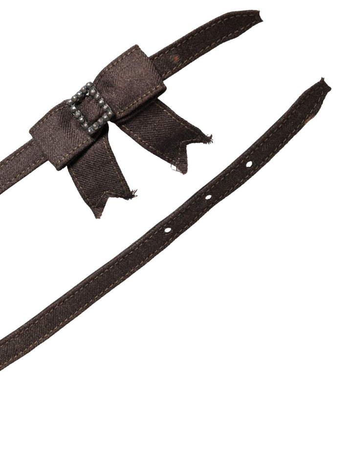Women’s Ermanno Scervino Dark Brown Wool Bow Embellished Buckle Belt