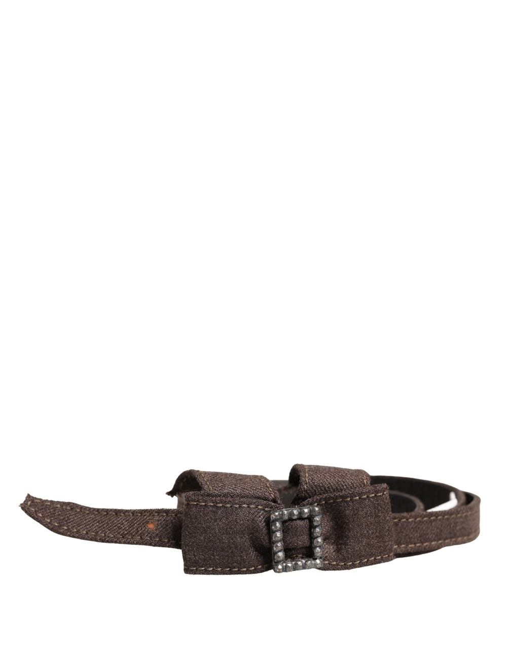 Women’s Ermanno Scervino Dark Brown Wool Bow Embellished Buckle Belt