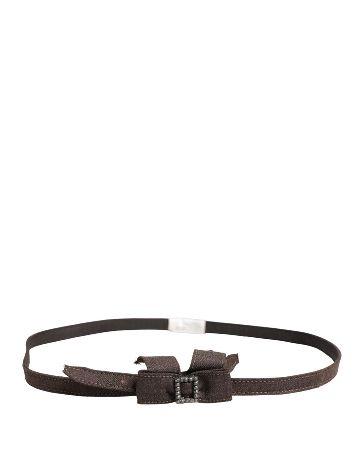 Women’s Ermanno Scervino Dark Brown Wool Bow Embellished Buckle Belt